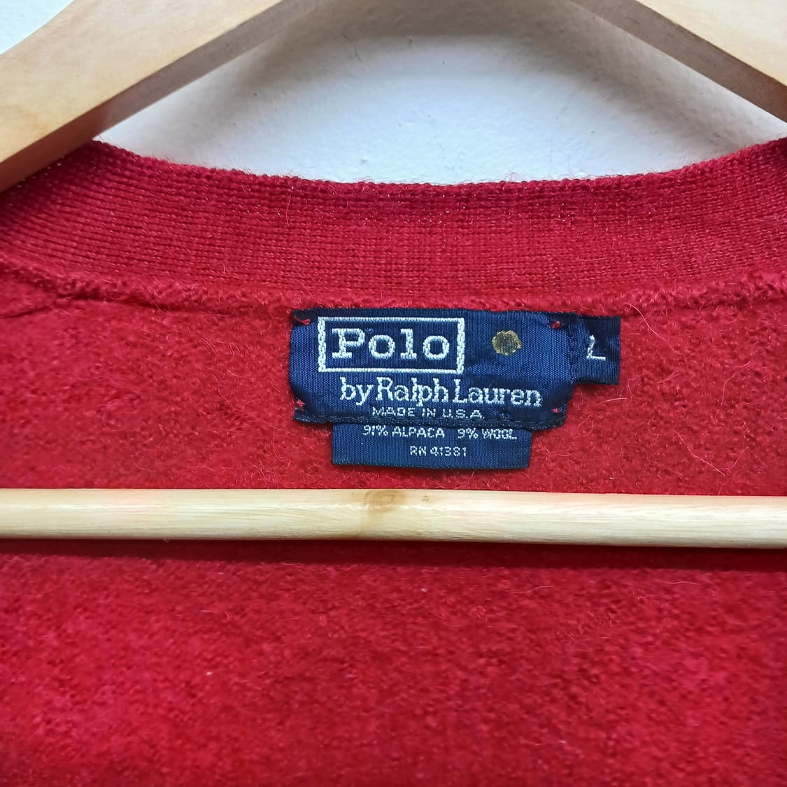 폴로 랄프로렌 브이넥 레드 가디건 L                     상품이미지3