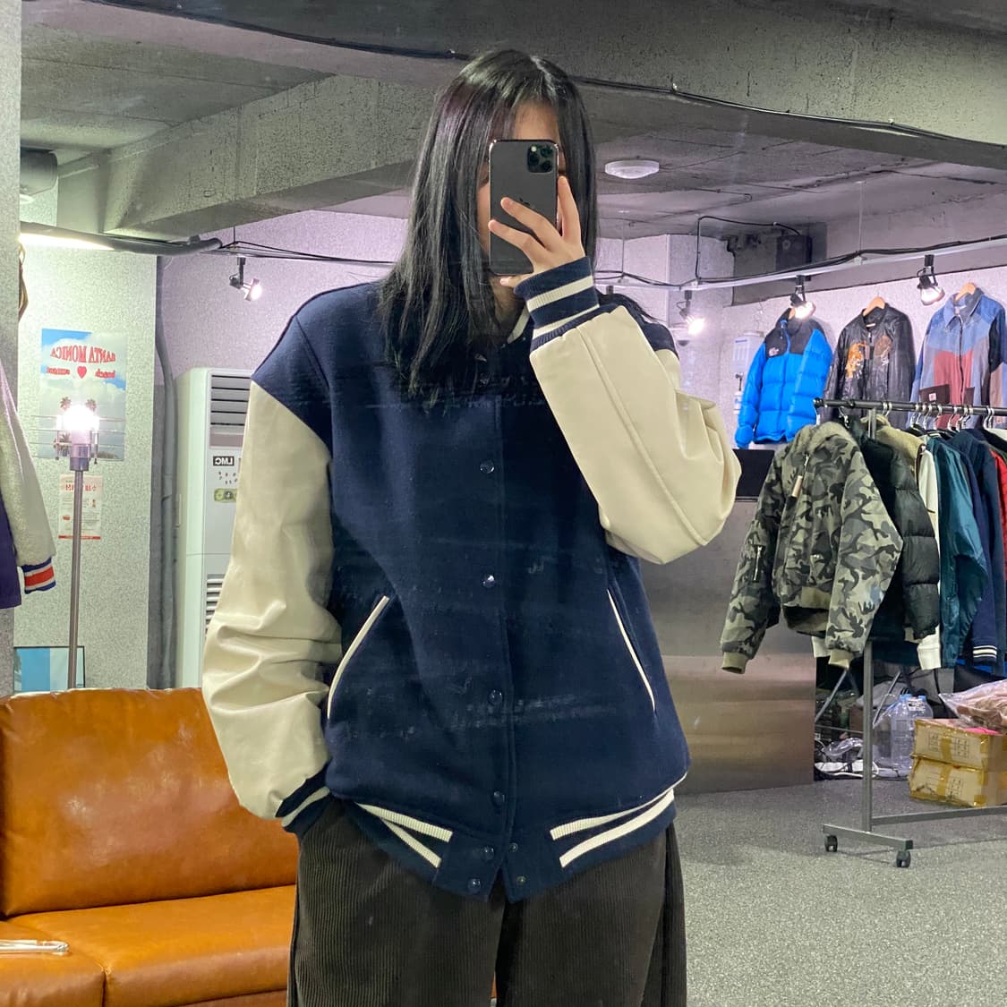 프리즘웍스 네이비 바시티 자켓 B2760 상품이미지1