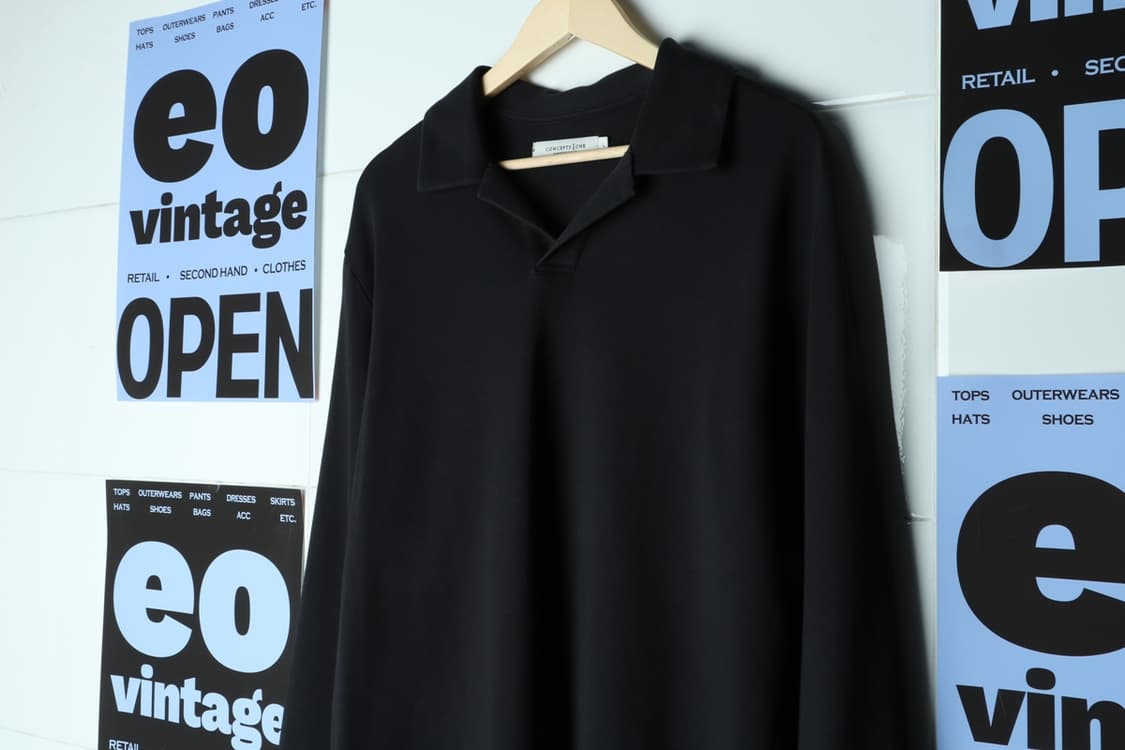 (L-2XL) 브랜드빈티지 긴팔티셔츠 카라 블랙 놈코어-H31873 상품이미지5