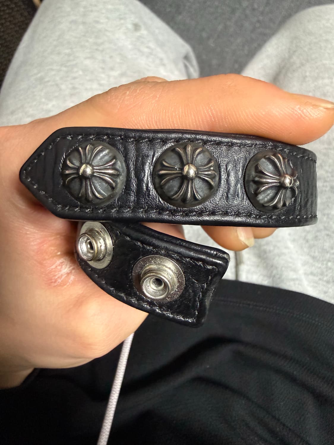 크롬하츠 3스냅 가죽 레더 팔찌 상품이미지1