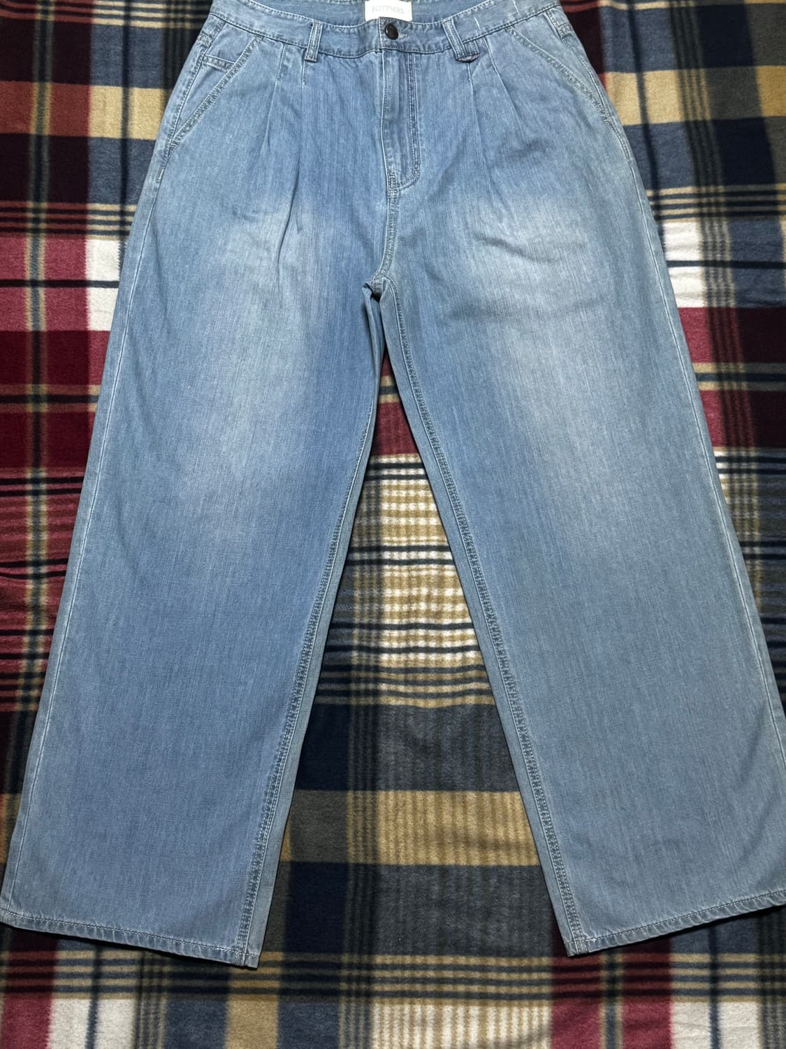 택 제거 새상품) 포트너스 와이드 데님팬츠 (라이트 블루, L) 상품이미지3