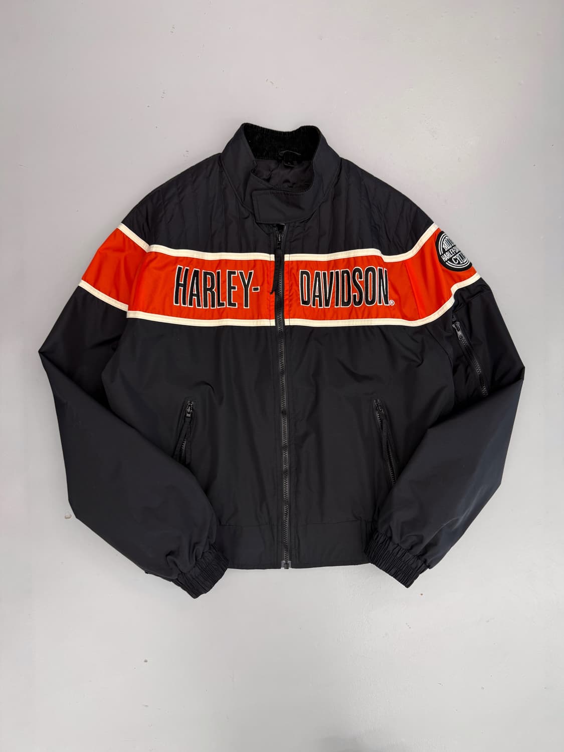할리데이비슨 루즈핏 빅로고 레이싱 나일론 봄버 자켓 상품이미지1