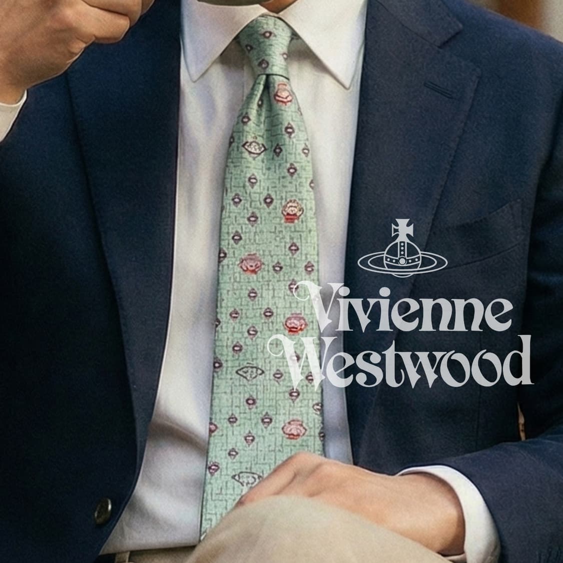 비비안웨스트우드 실크 민트 패턴 넥타이 8.8cm A~B등급 A19481 상품이미지2