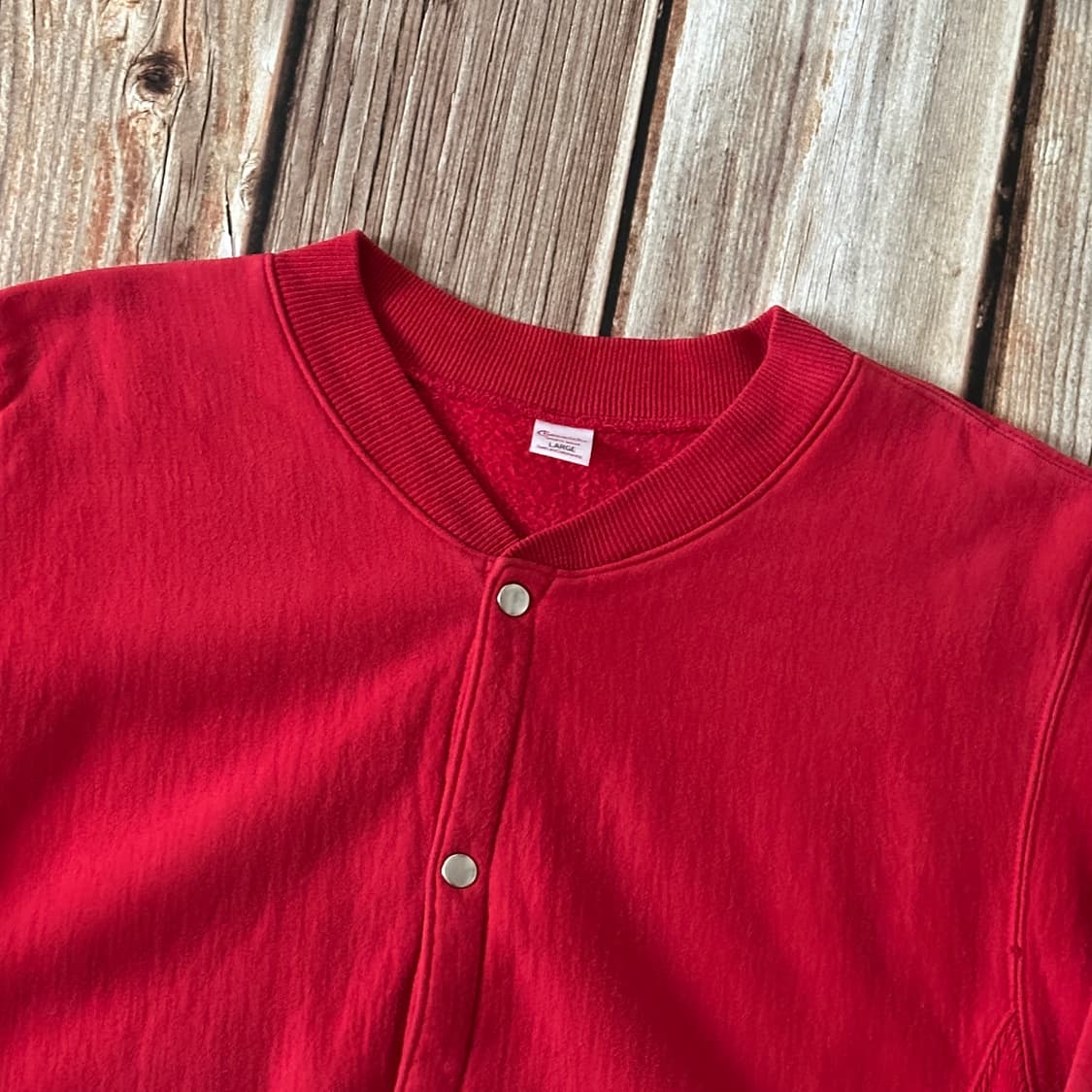 체스윅 by 토요엔터프라이즈 리버스위브 스냅 가디건 레드 색상 L 사이즈 상품이미지4