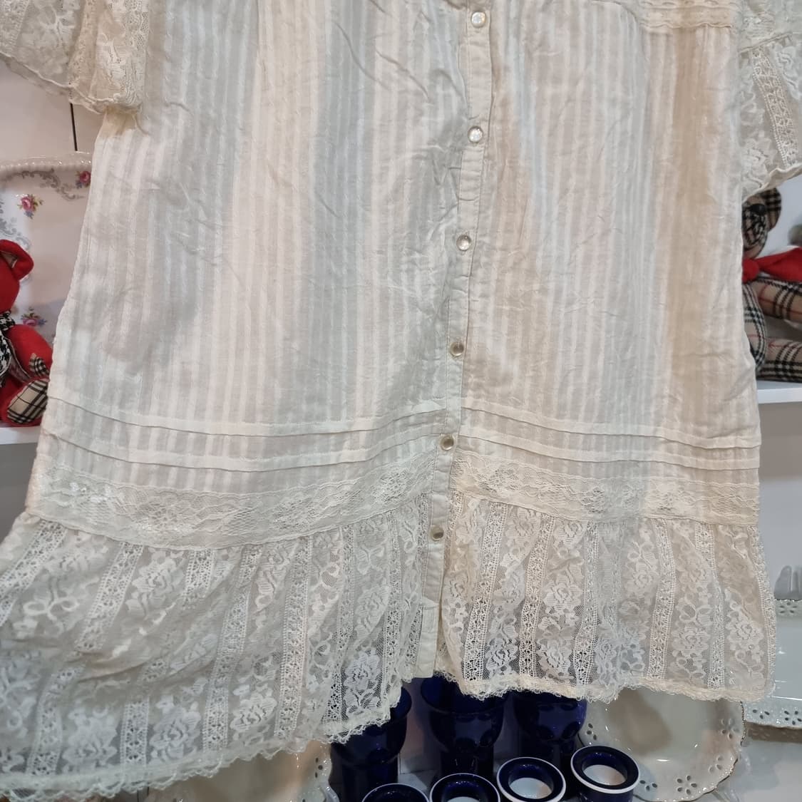 일본 감성 로맨틱 레이스 튜닉 블라우스 상품이미지5