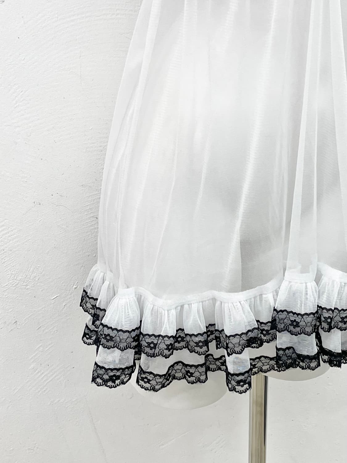 갸루 블랙 화이트 레이스 프릴 슬립 상품이미지3