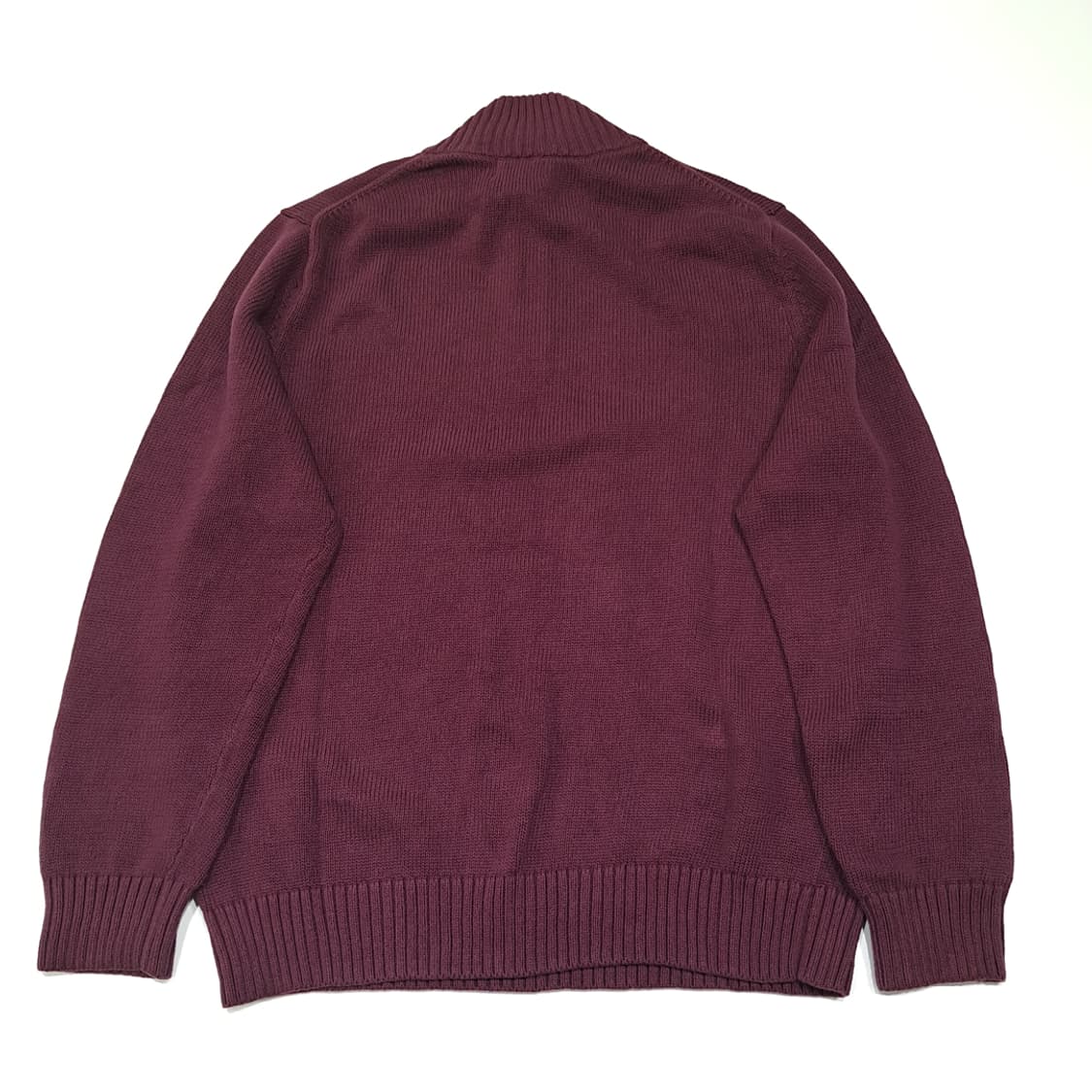 CL074 L 엘엘빈 버건디 와인 시그니처 레더 풀러 하프집업 니트 상품이미지7