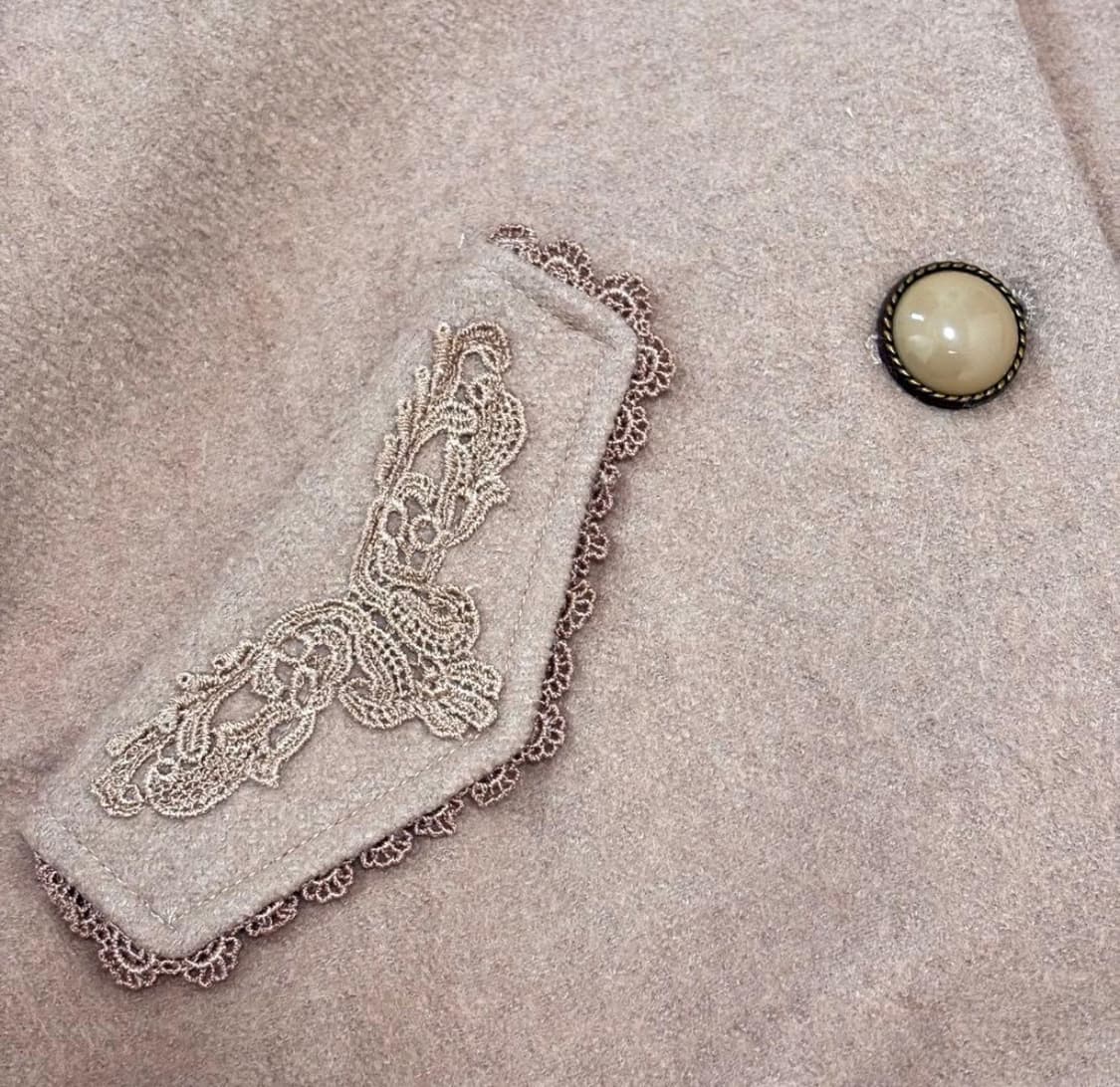 엑시즈팜 퍼 판초 프릴 레이스 진주 케이프 숏코트  상품이미지7