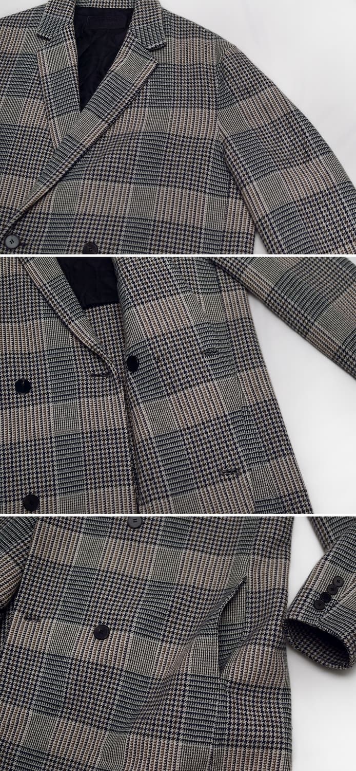 질스튜어트 뉴욕 글렌체크 울캐시미어 핸드메이드 코트 (100+) 상품이미지8