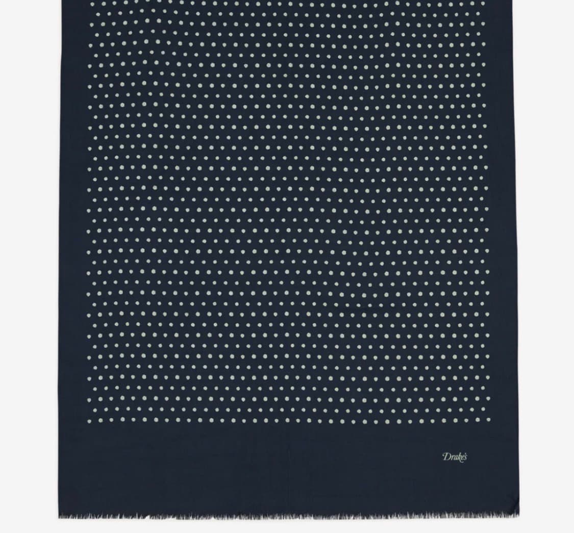[드레익스] Drake's - Navy Polka Dot Wool 스카프 상품이미지3