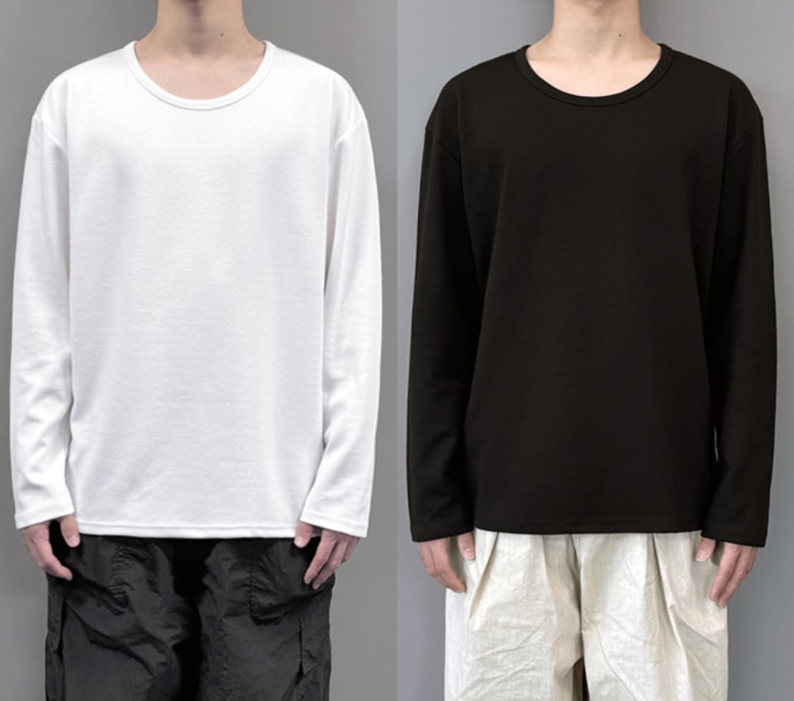 유핑 2025 스쿱 U넥 긴팔티셔츠 화이트 판매합니다. 상품이미지1