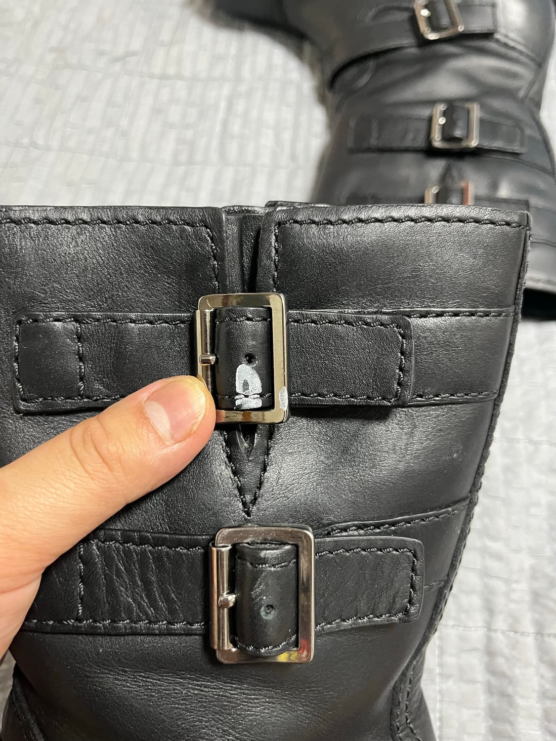 PRADA 프라다 블랙 레더 엔지니어 부츠 [38] 상품이미지3