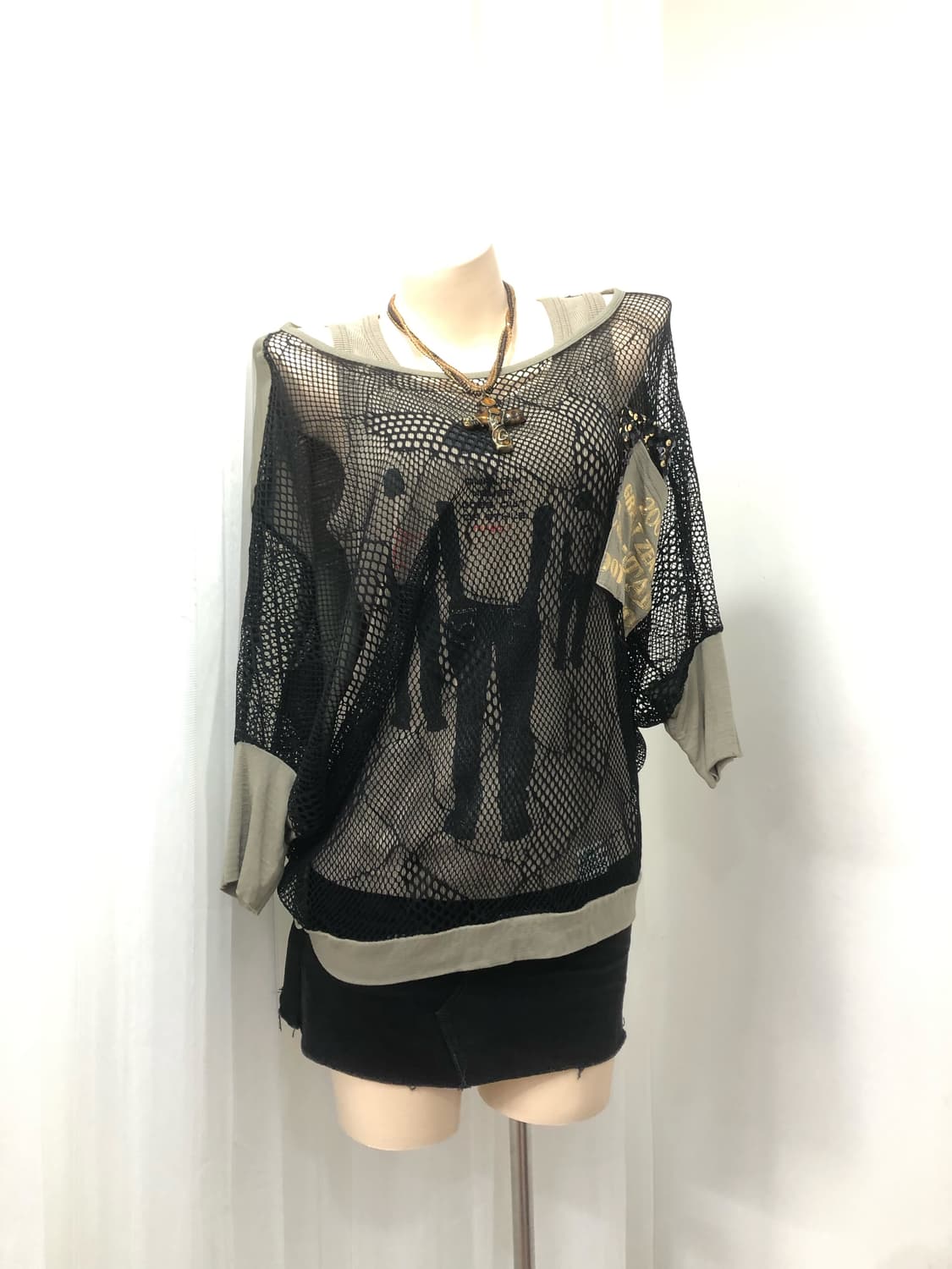 EGOIST sequin logo pocket mesh top set   상품이미지2