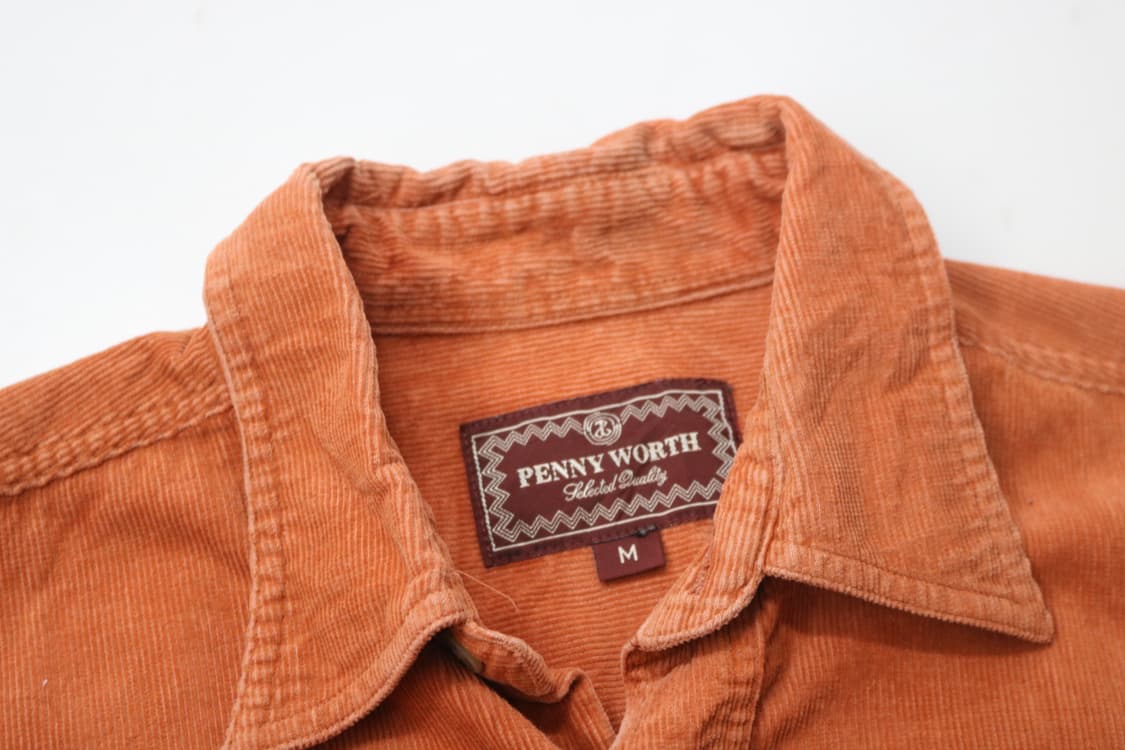 PENNY WORTH 빈티지 오렌지 코듀로이 워크 셔츠 (M) 상품이미지4