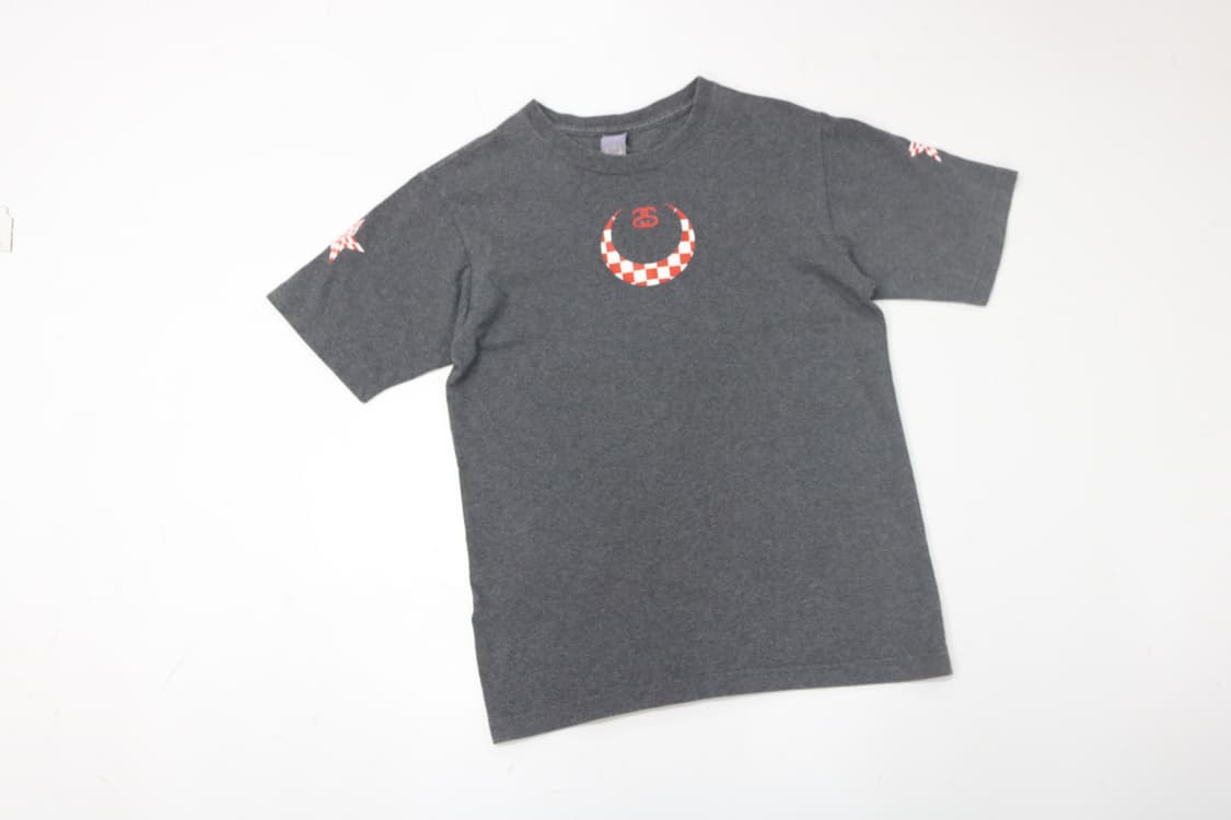 스투시 90s 빈티지 체커보드 문&스타 차콜 반팔 티셔츠 상품이미지2