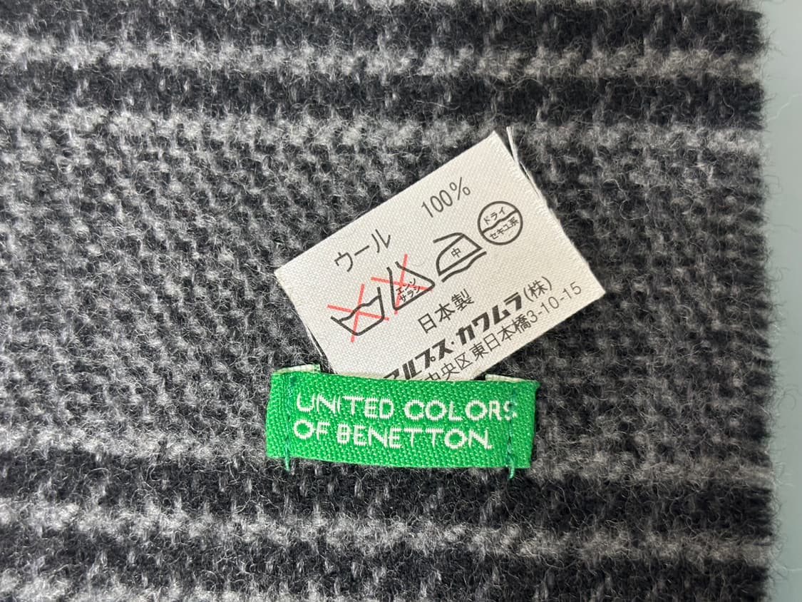 베네통 울 글렌체크 머플러 미사용 일본산 상품이미지2