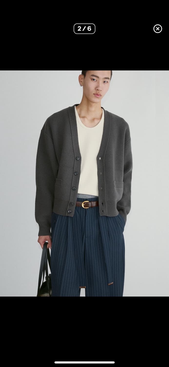 [S] 렉토 루스 컴팩트 니트 가디건 차콜 그레이 상품이미지2