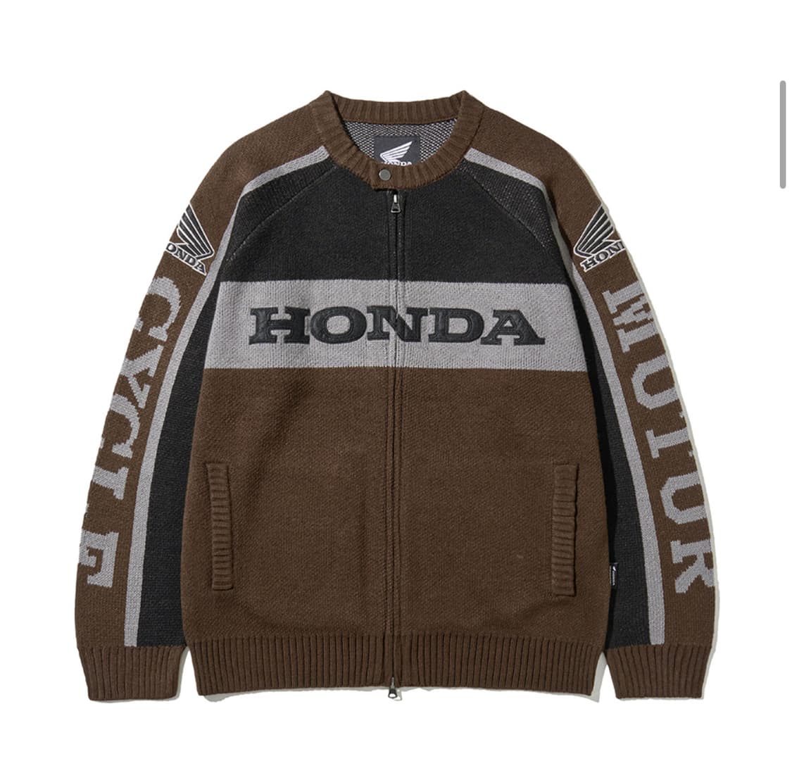 혼다 빅 로고 니트 집업 브라운 S사이즈 상품이미지3