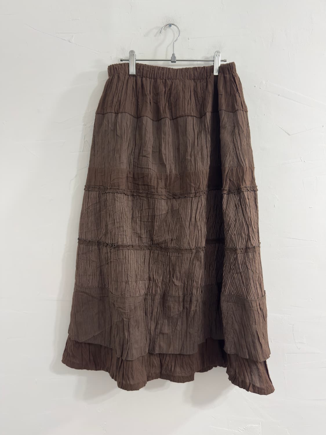 brown stirpe tiered skirt 상품이미지3