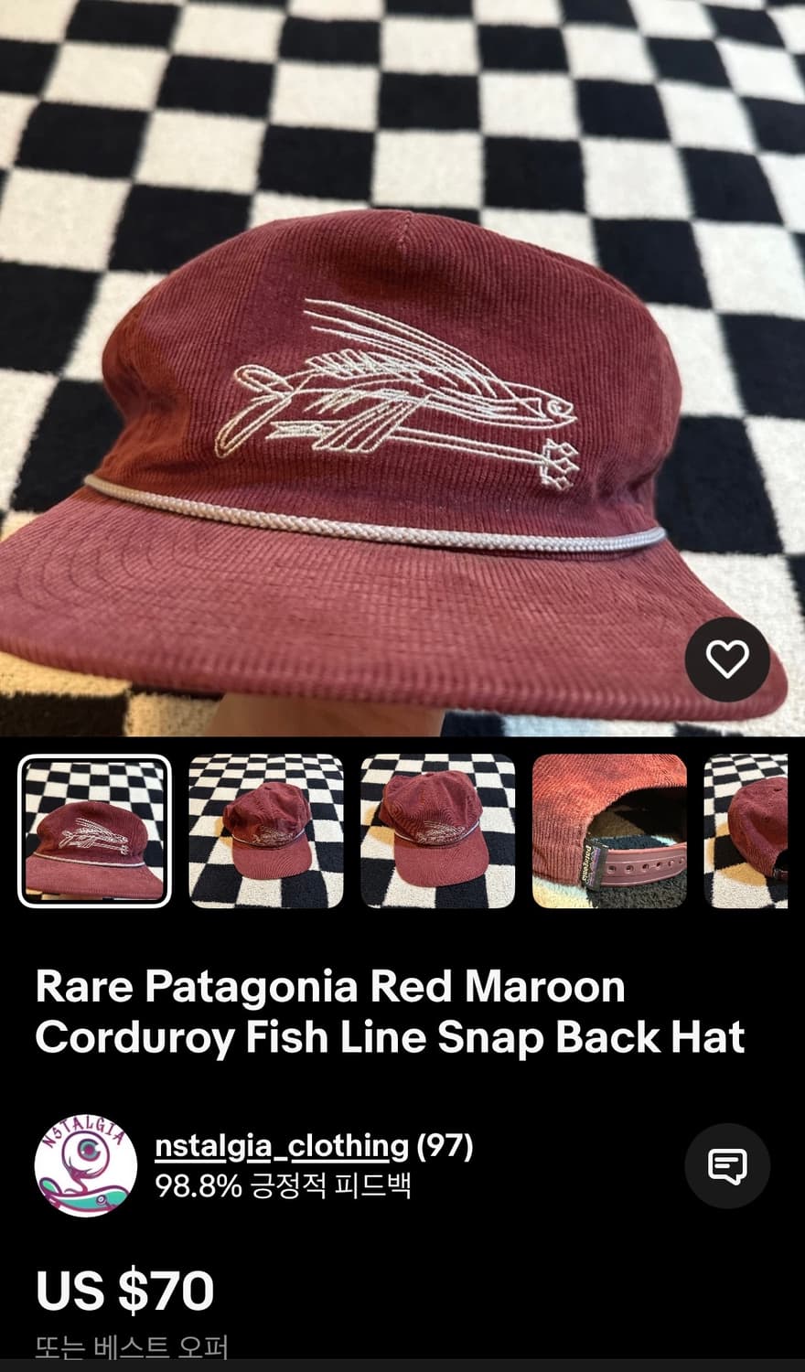 파타고니아 코듀로이 볼캡 트러커캡 버건디 상품이미지8