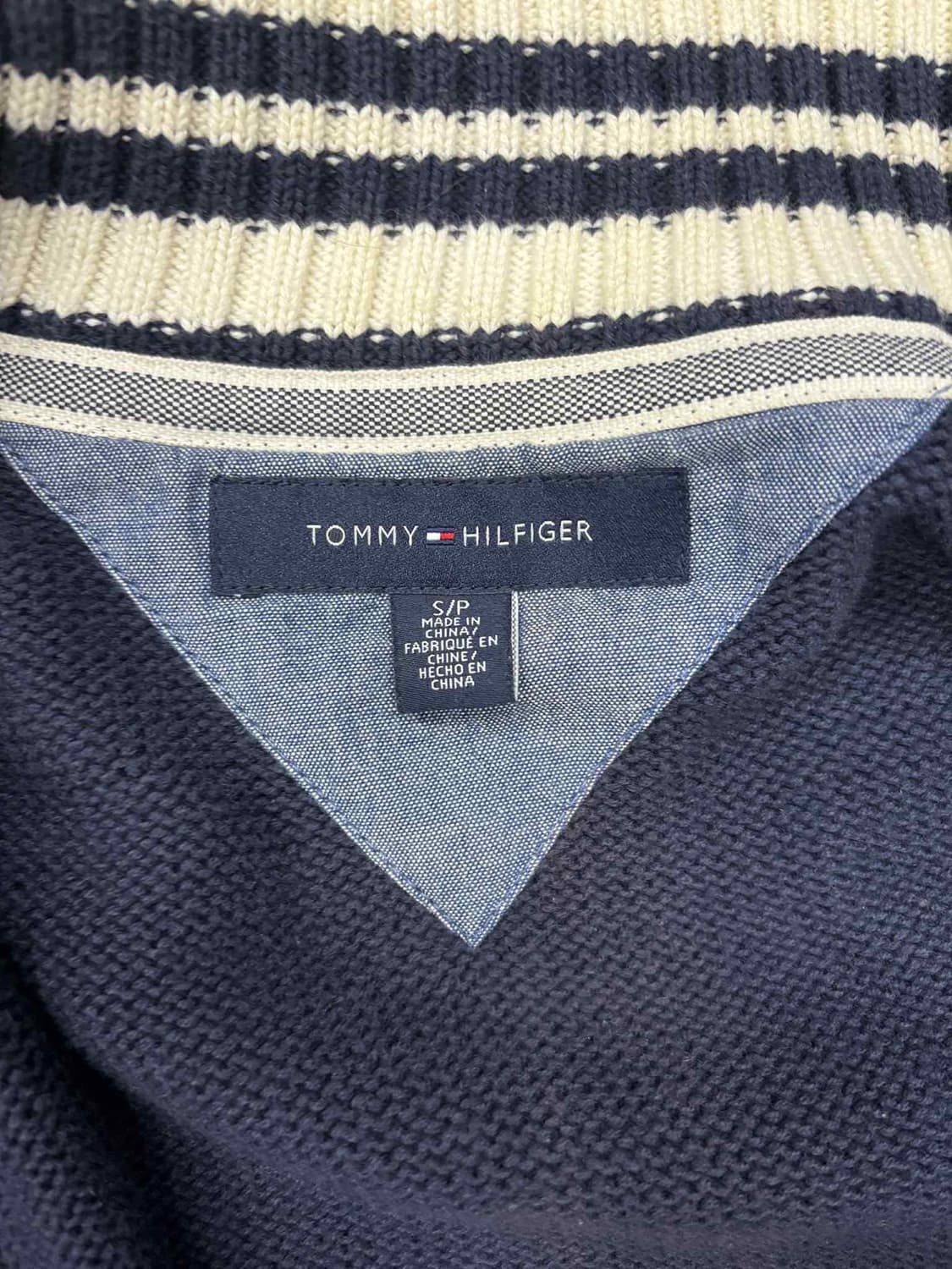 타미힐피거 월계수 네이비 올드스쿨 코튼 니트 집업(S) 상품이미지4