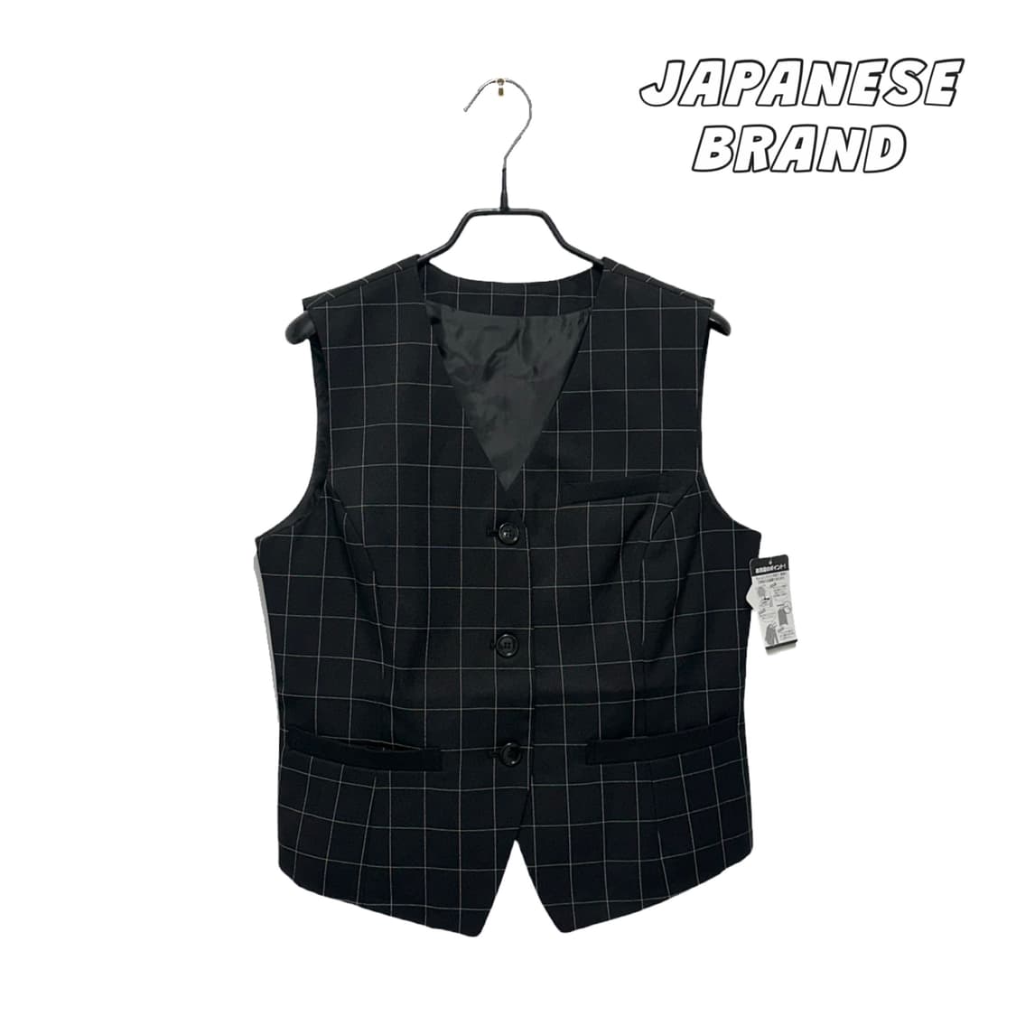 Japanese vintage 블랙 체크 베스트 조끼 자켓 (새상품) 상품이미지1