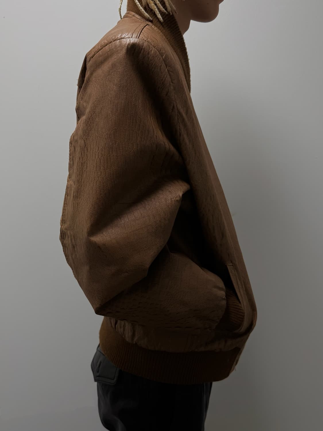 VTG CROCODILE EMBOSSED LEATHER JACKET 상품이미지1