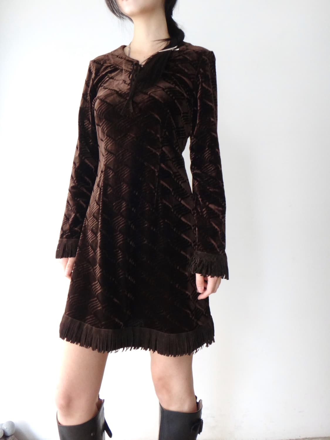 Velvet chestnut tassel ops / brown 상품이미지4