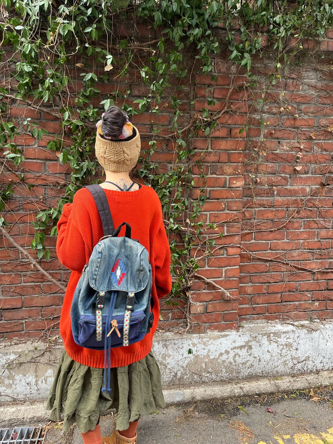 티티카카 데님 히피 자수 백팩 상품이미지5