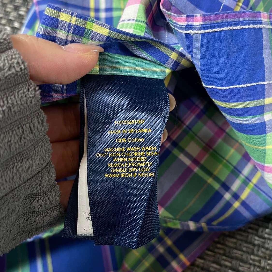 폴로랄프로렌 블루 핑크 그린 체크 긴팔 셔츠 S  상품이미지6