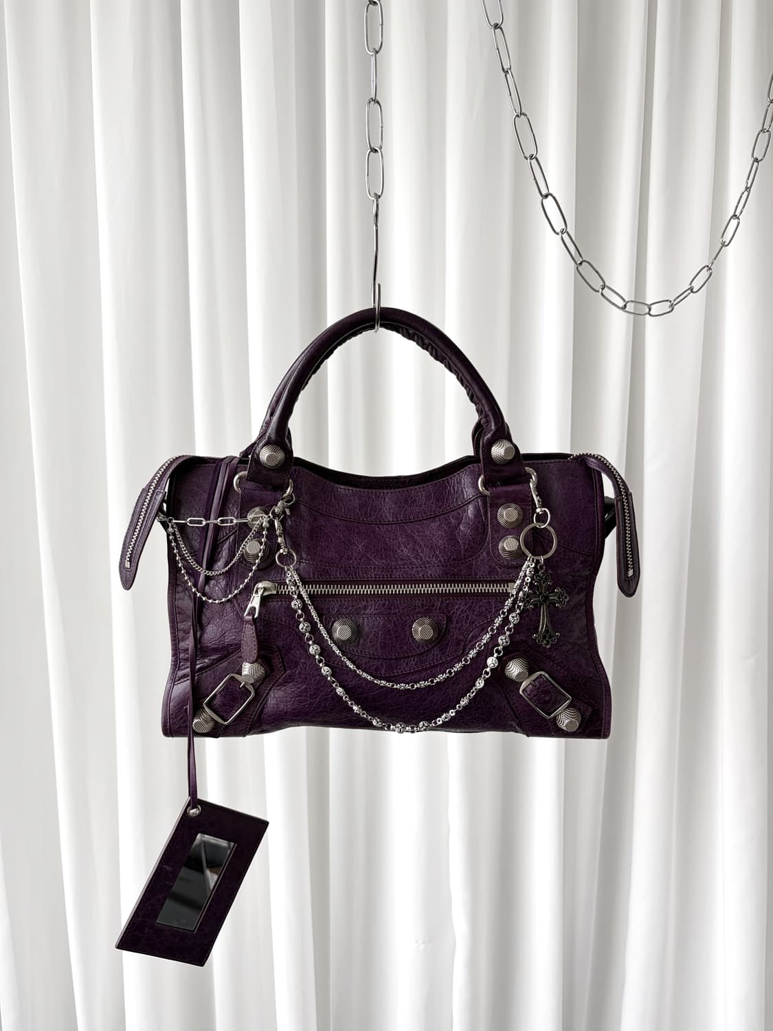 발렌시아가 시티 모터백 퍼플 상품이미지1