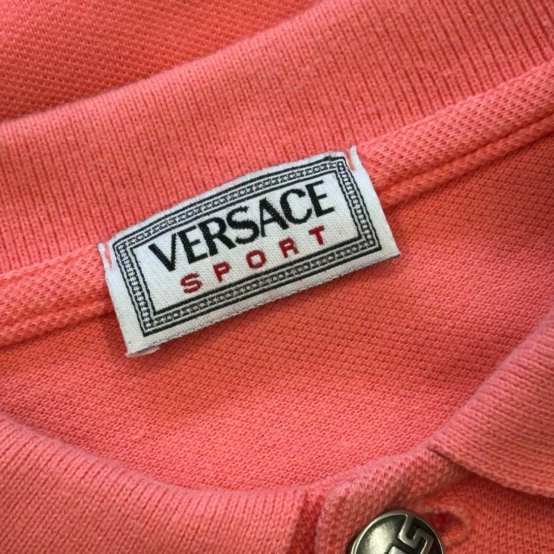 50 베르사체 스포츠 핑크 카라 반팔 티셔츠 상품이미지4
