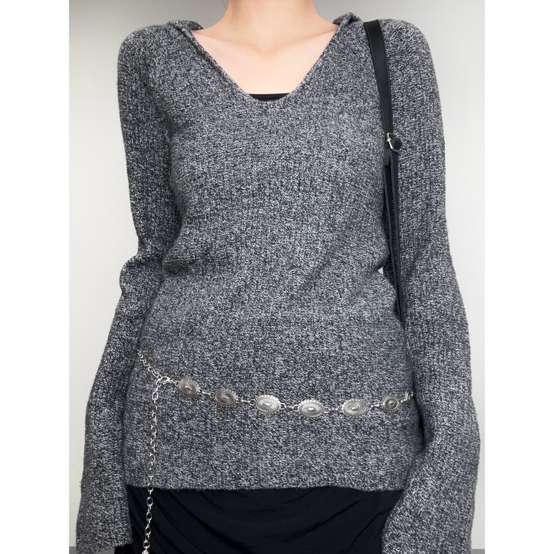 빈티지 그레이 니트 후드티 상품이미지1