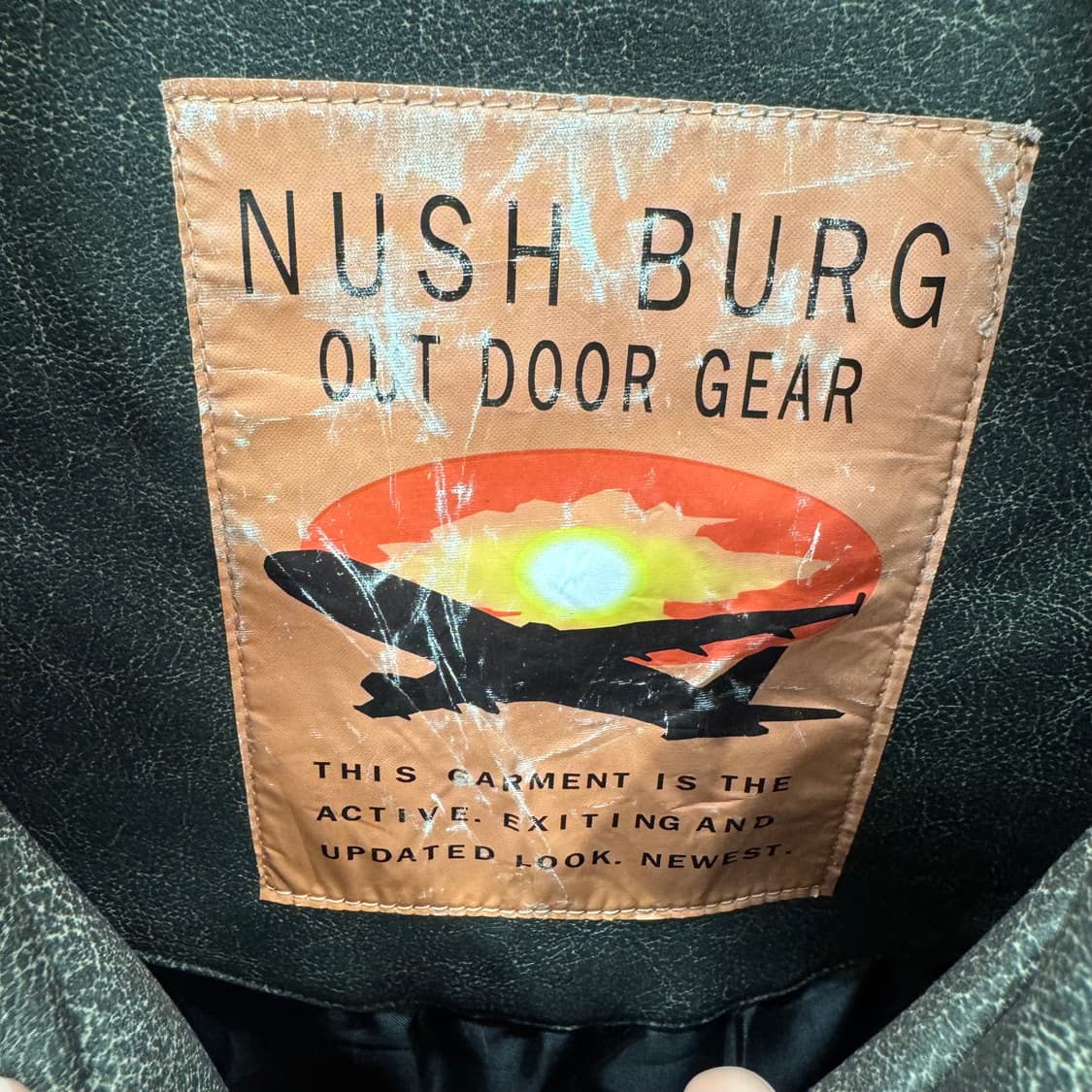 JPN VINTAGE 크랙 레더 자켓 루즈핏 투포켓 디테일 카키 상품이미지5