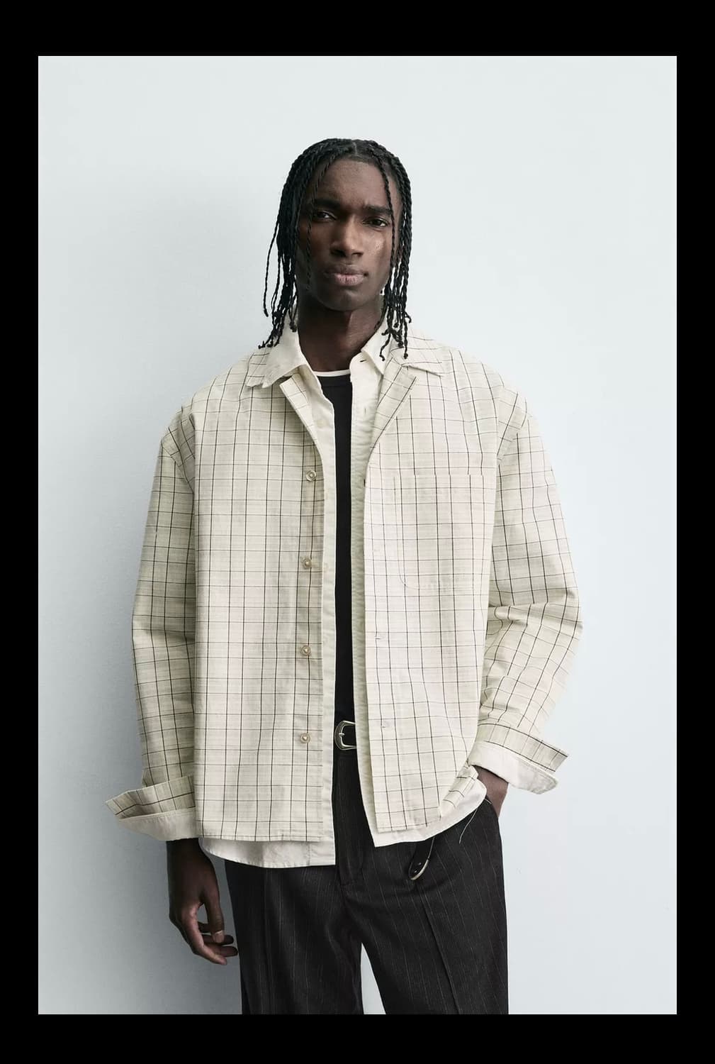 자라 핀터맛 크롭 체크셔츠  상품이미지1