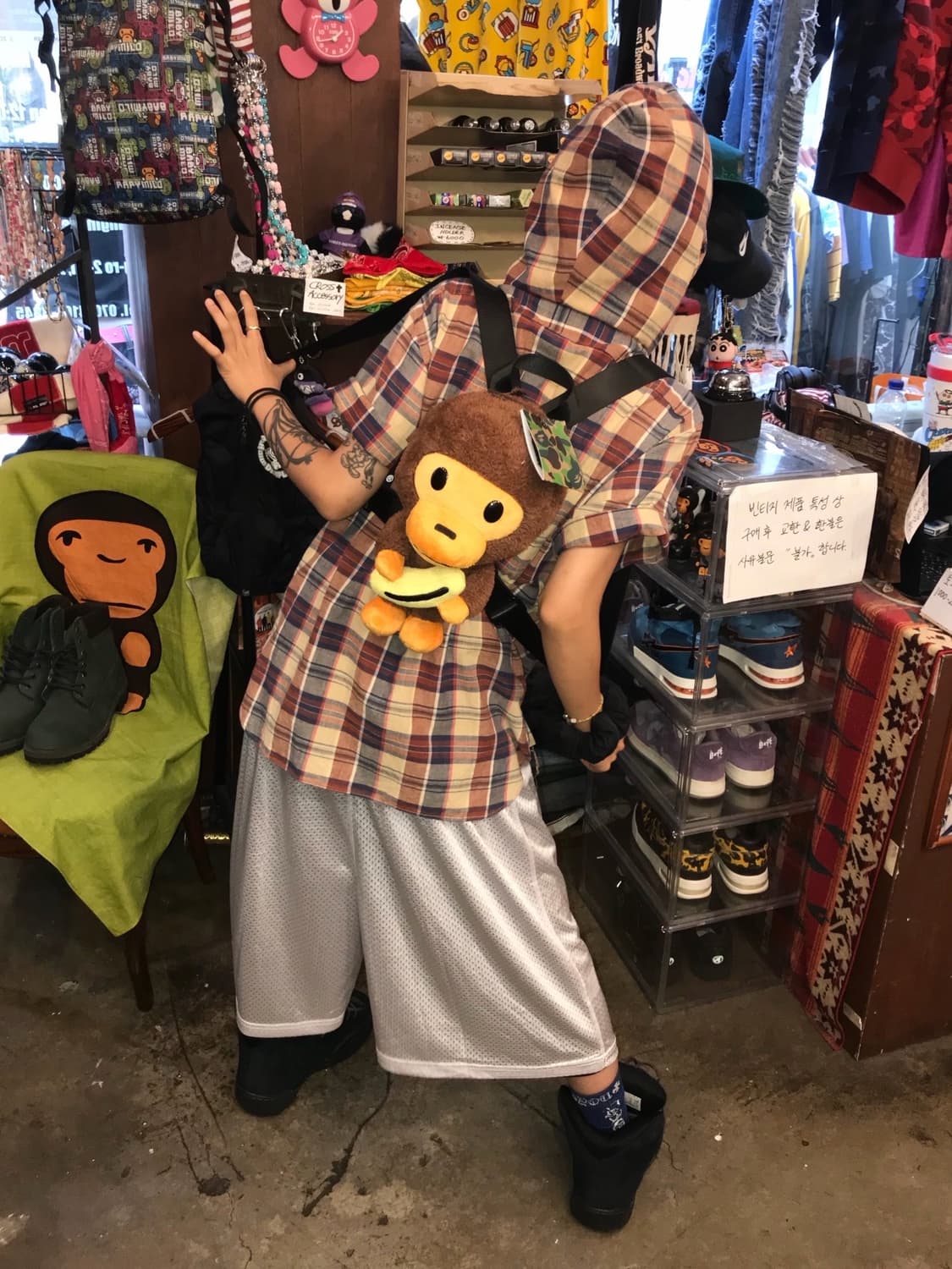 < Bape Check Pattern High Neck Hooded Ja 상품이미지3