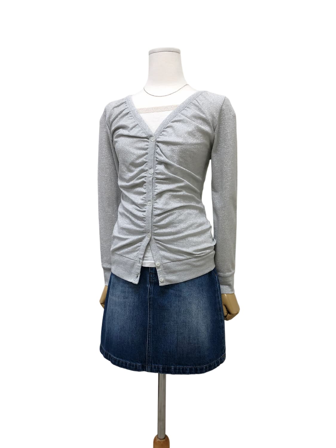 연그레이 글리터 셔링 가디건 상품이미지4