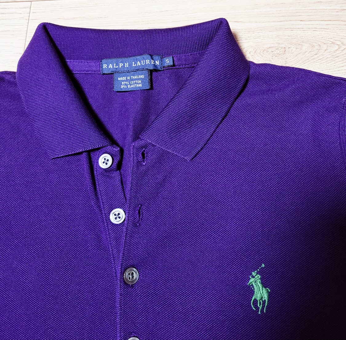 택포)두산폴로. 폴로 랄프로렌 5버튼 반팔카라티. 여성 S 상품이미지3