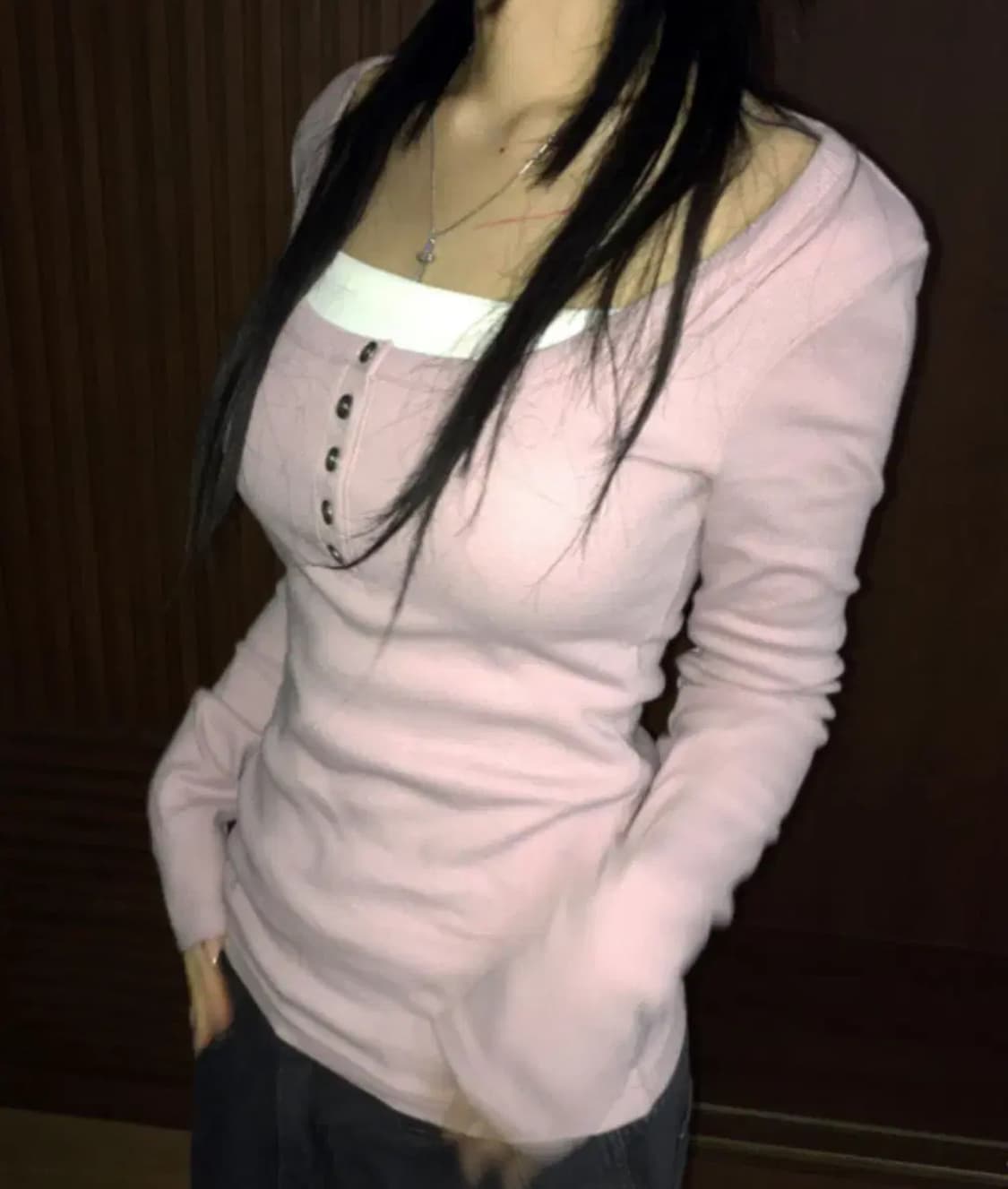 (새상품) 이즈이즈 나의나인 터치 버튼 티셔츠 인디핑크 상품이미지1