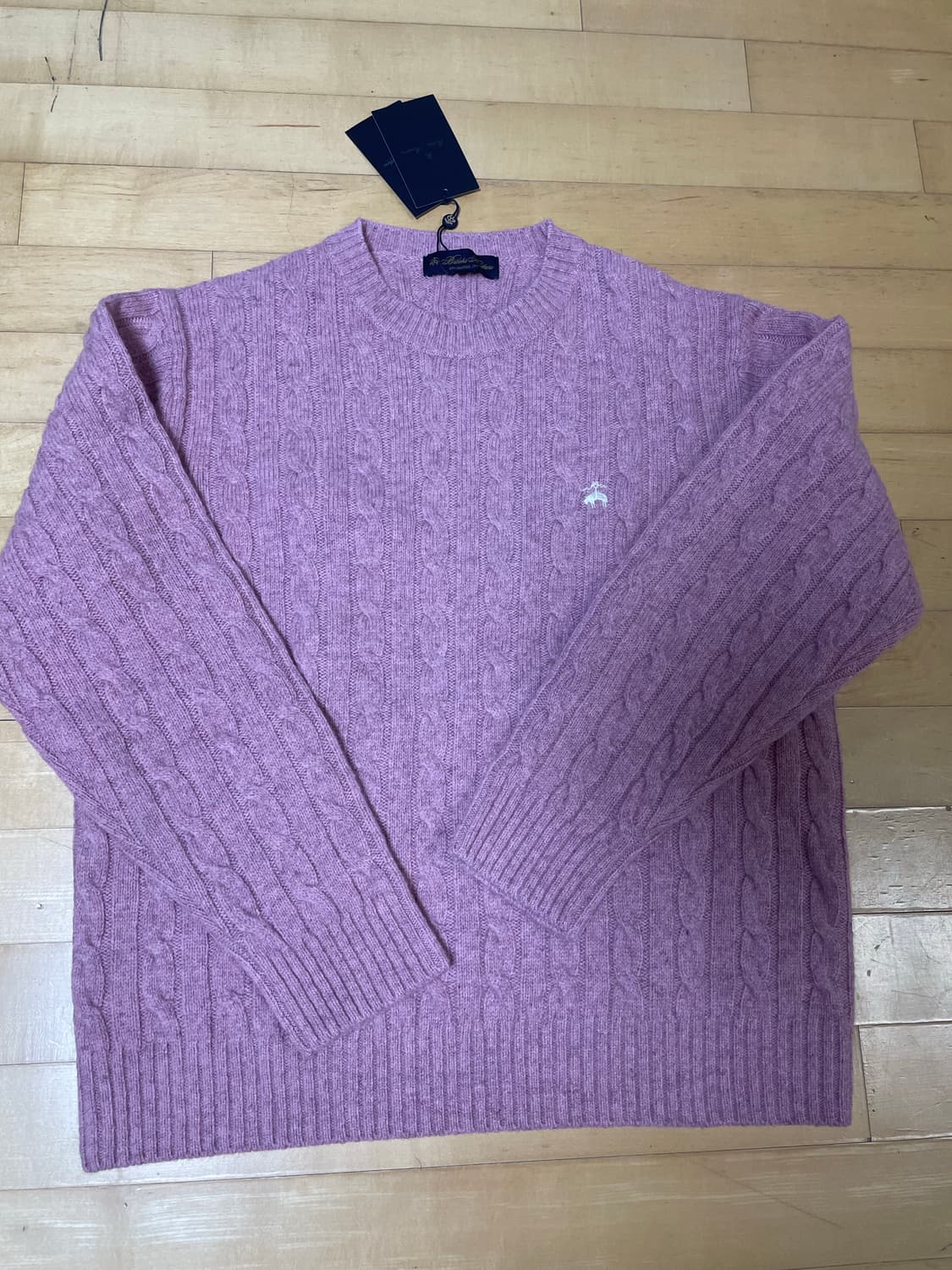 (새상품)브룩스 브라더스 셰틀랜드 케이블 로고 스웨터 핑크(M) 상품이미지1