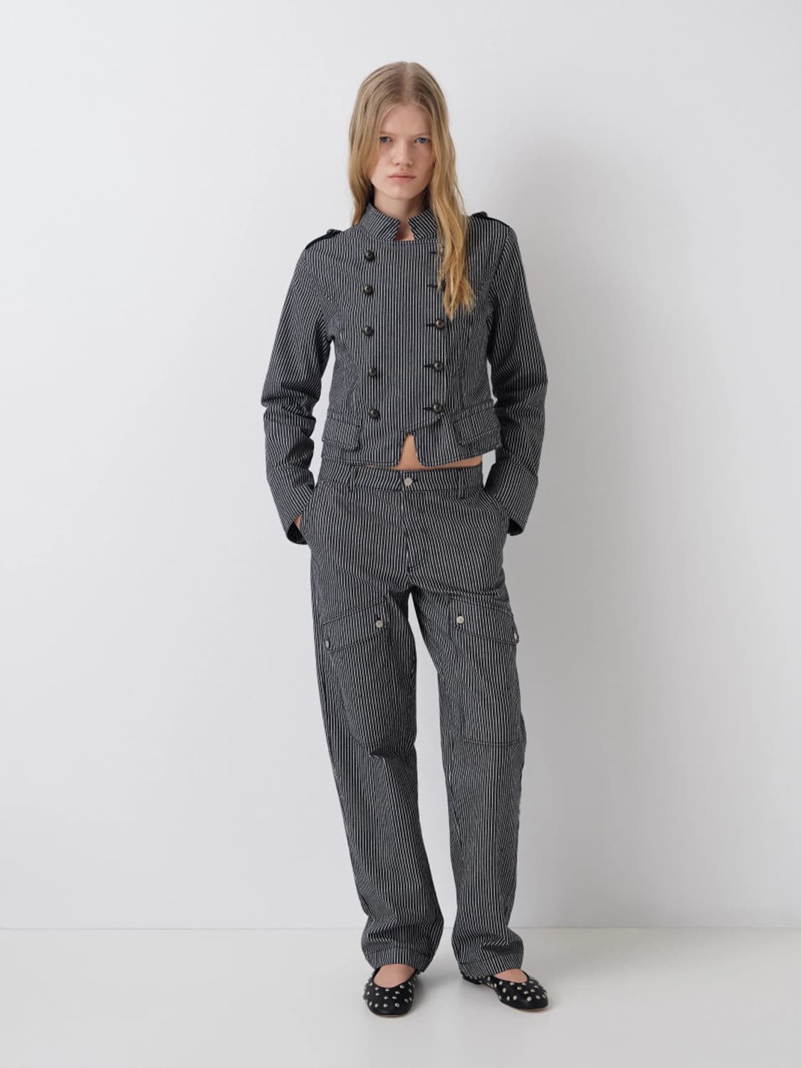 [36,38,40,42]기마구아스 Brixton 스트라이프 팬츠 상품이미지1