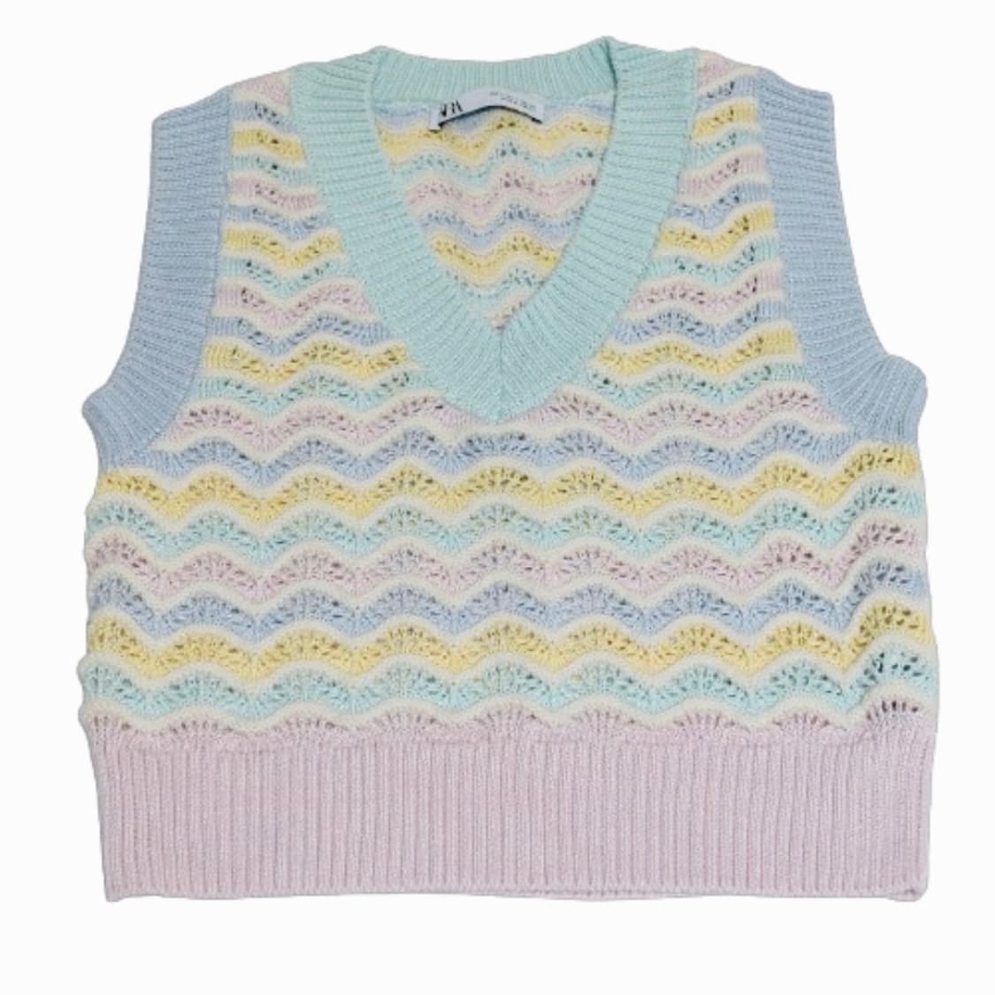 y2k 모리걸 zara 자라 웨이브 크로셰 니트 조끼 베스트 상품이미지1