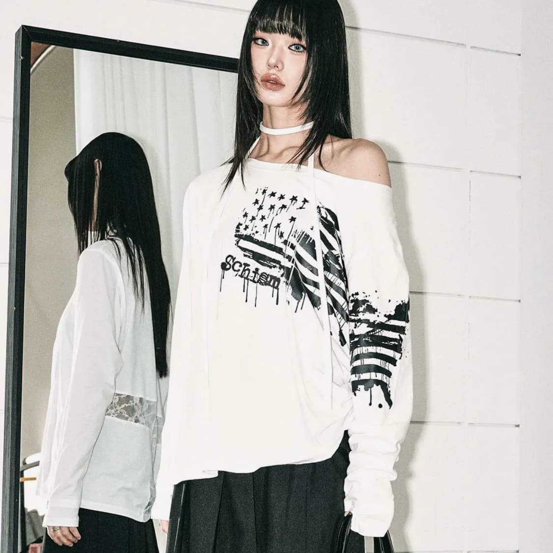 스키즘 인듀싱 GRAFFITI FLAG LS TEE WHITE 상품이미지1