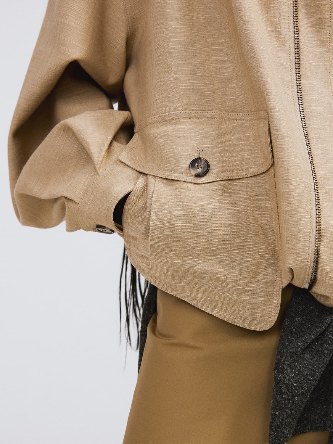 렉토 RECTO 비스코스 헌팅 점퍼 베이지 상품이미지4