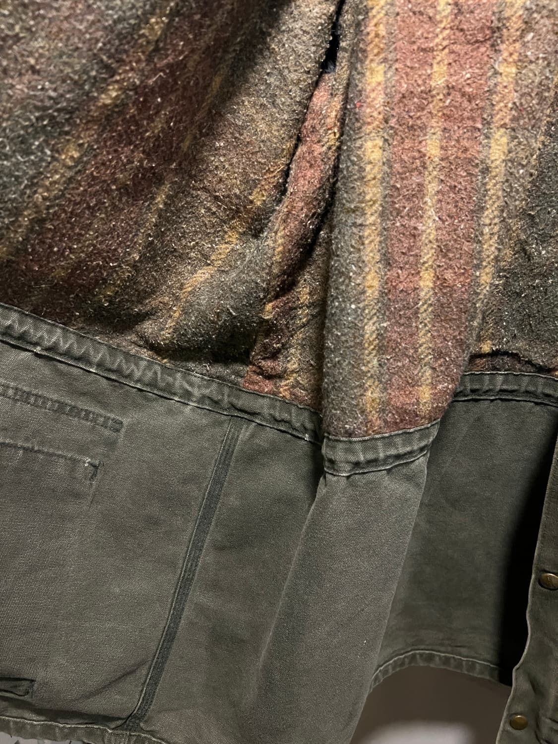 [XL]90's 칼하트 USA Made 빈티지 워싱 모스그린 워크 자켓 상품이미지6