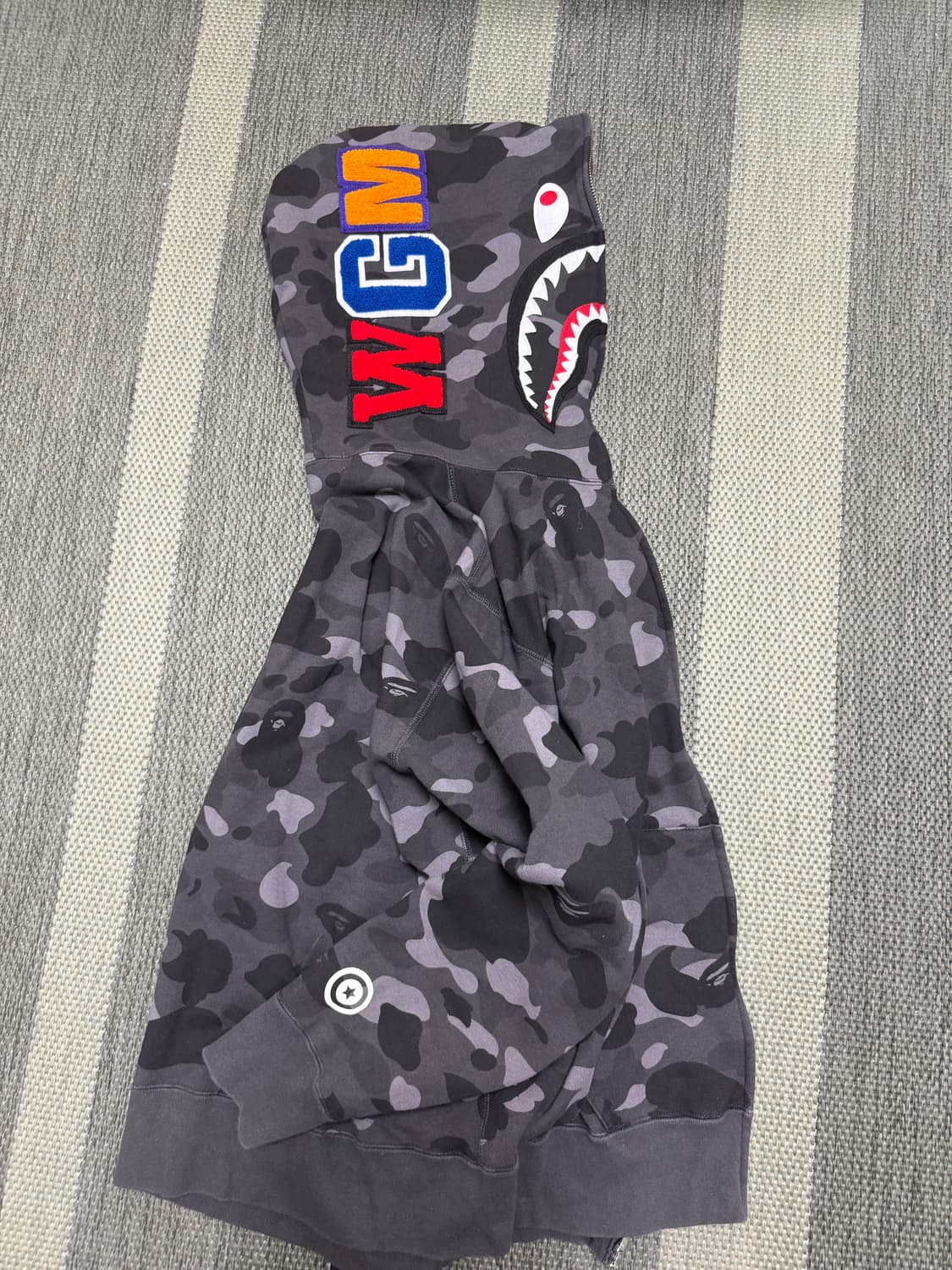 베이프 카모 샤크 후드집업 블랙 흑계 L 상품이미지2