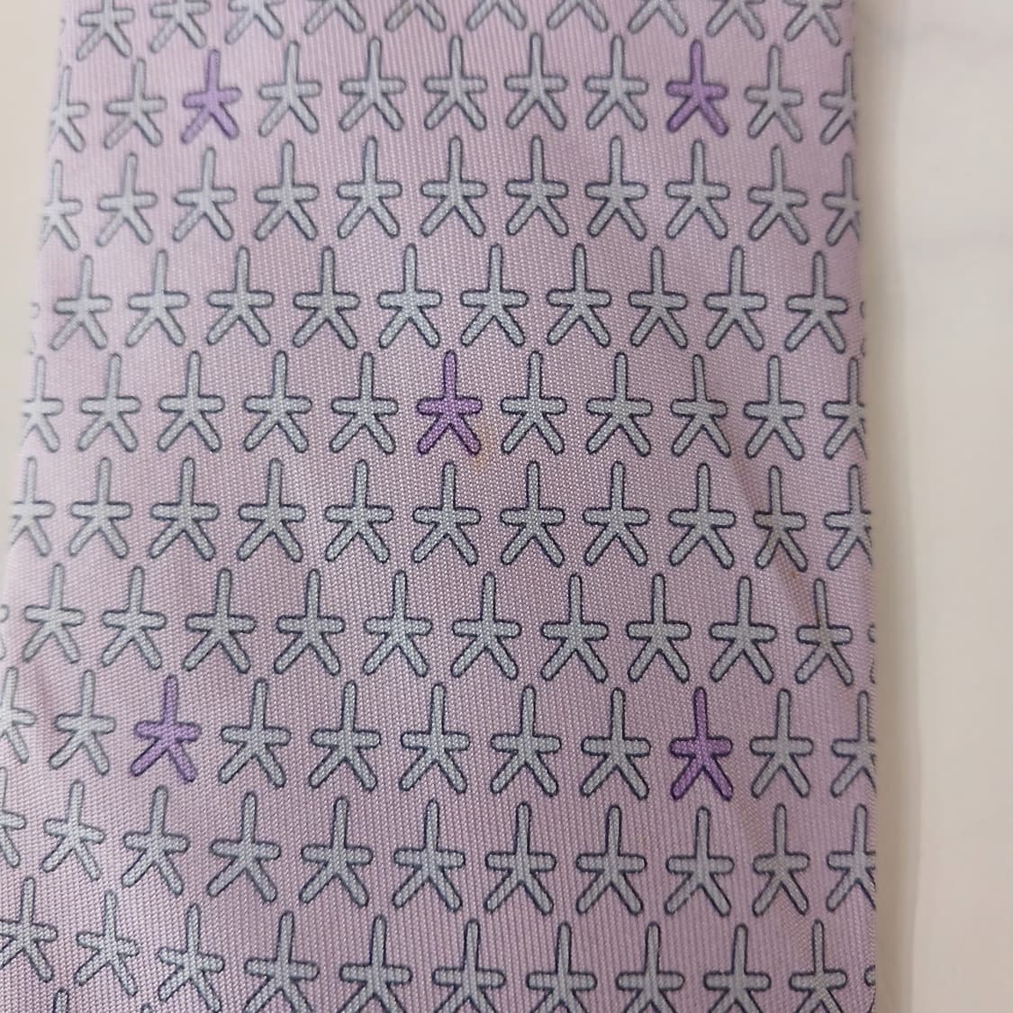 에르메스 실크 라벤더 불가사리 패턴 넥타이 9.2cm A등급 A19028 상품이미지6