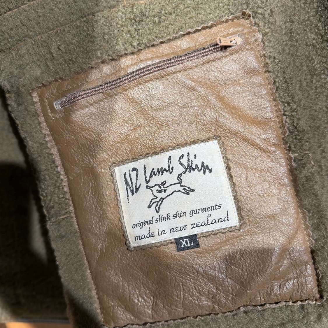 뉴질랜드 오리지널 슬링크스킨 양가죽 양털 무스탕 코트 XL 상품이미지4
