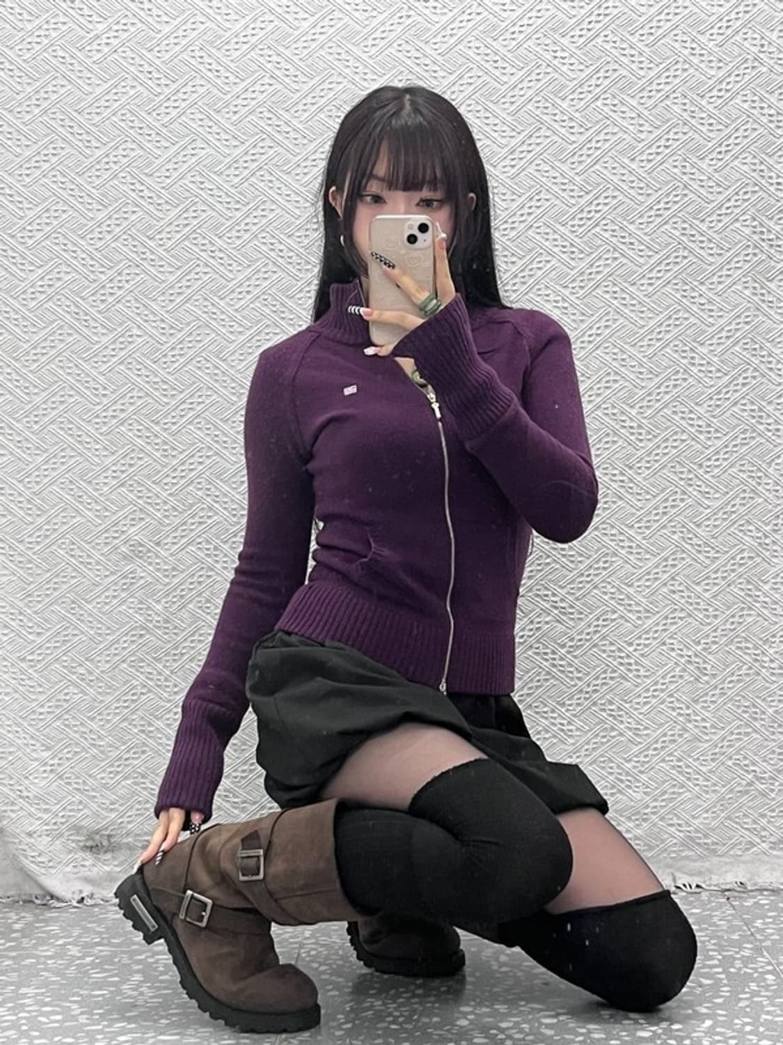 폴로 랄프로렌 빈티지 90s 딥퍼플 포도맛 슬림핏 가디건 S C10592 상품이미지1