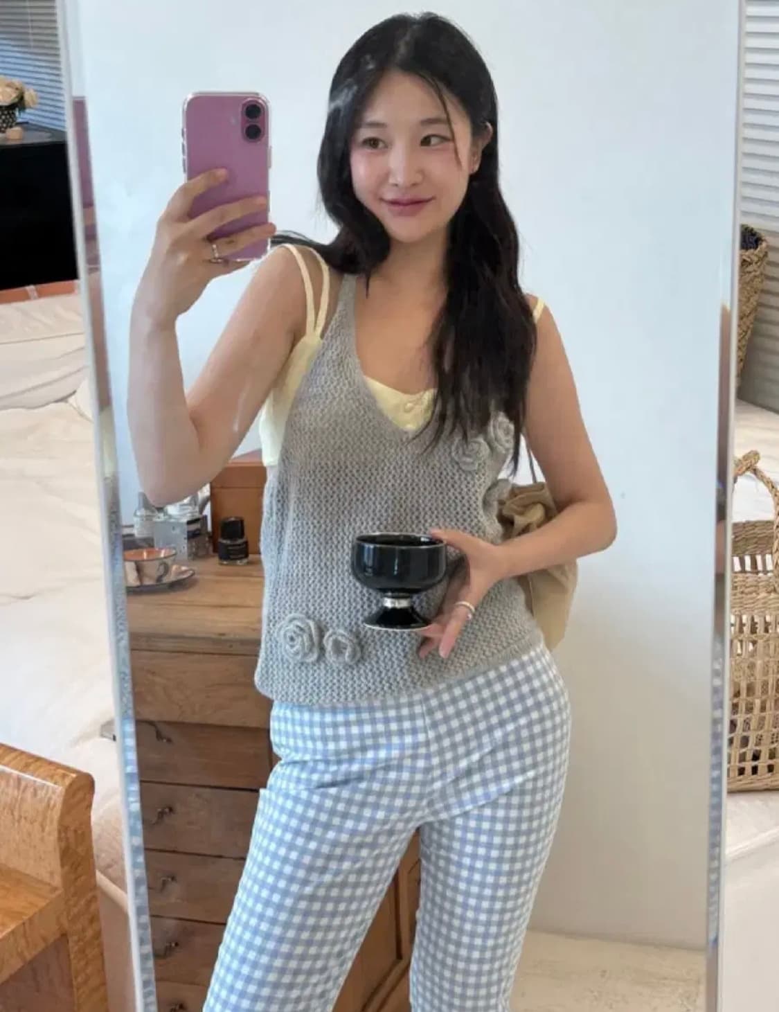 sinoon 시눈 플라워 홀터넥 니트 베스트 조끼 상품이미지6